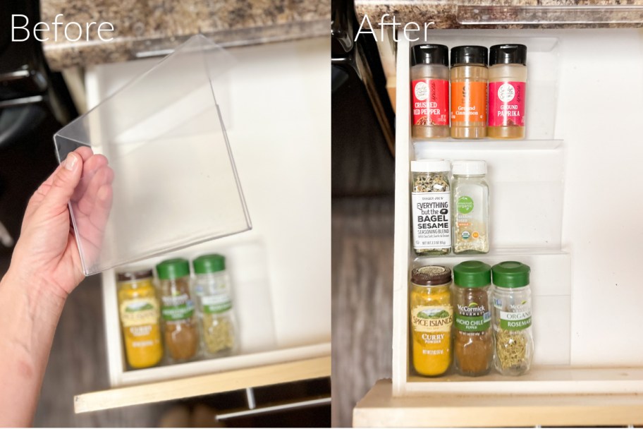 photo frame in spice drawer hack