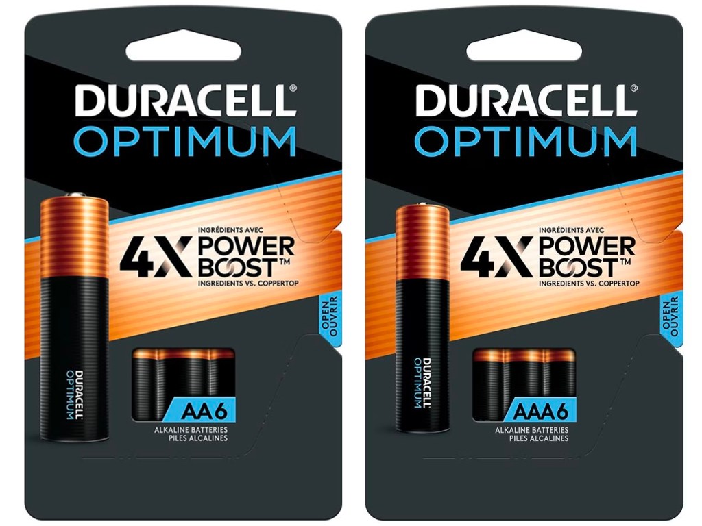 duracell optimum batterie packs AA and AAA 6count 