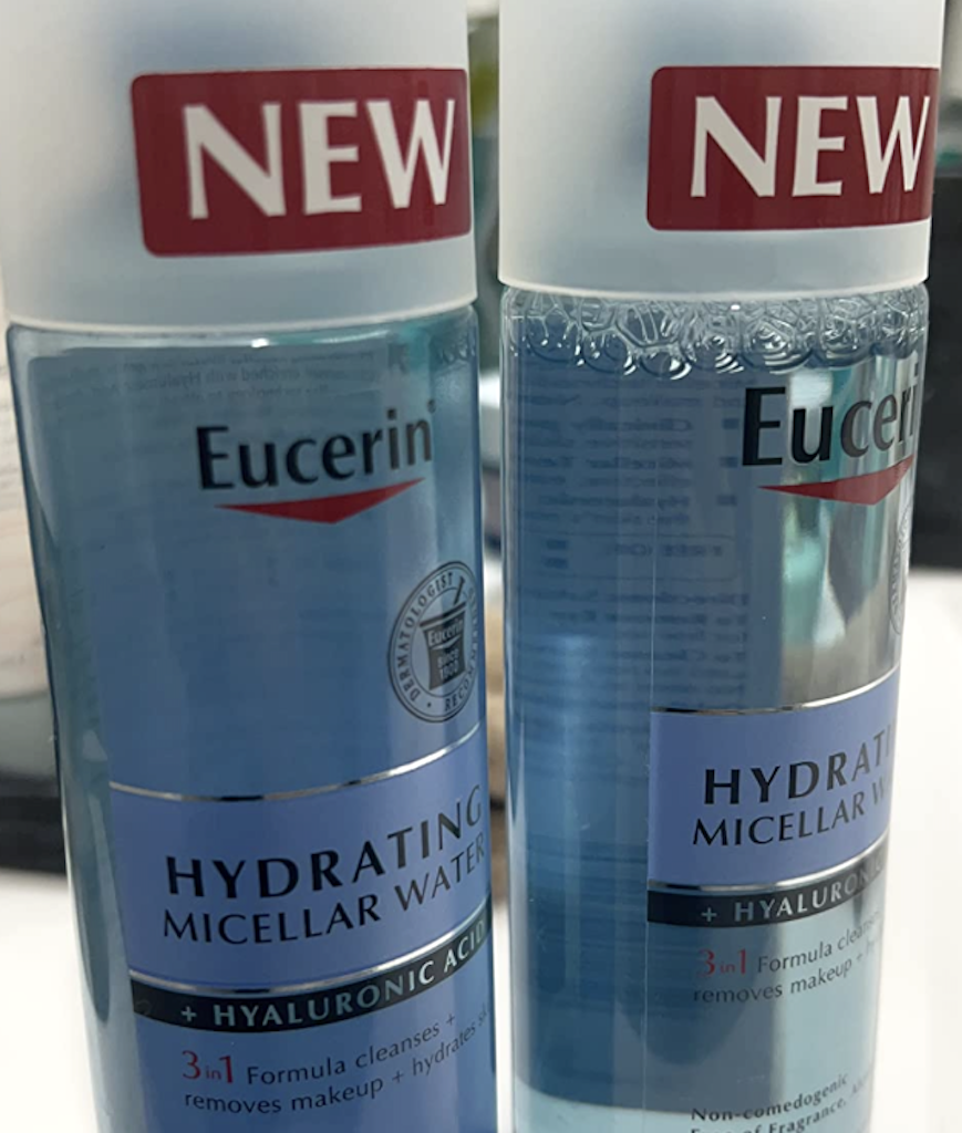 two bottles of eucerin micellar waters 