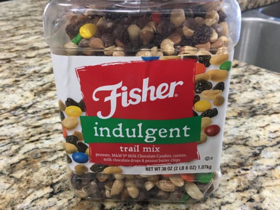 jar of Fisher trail mix