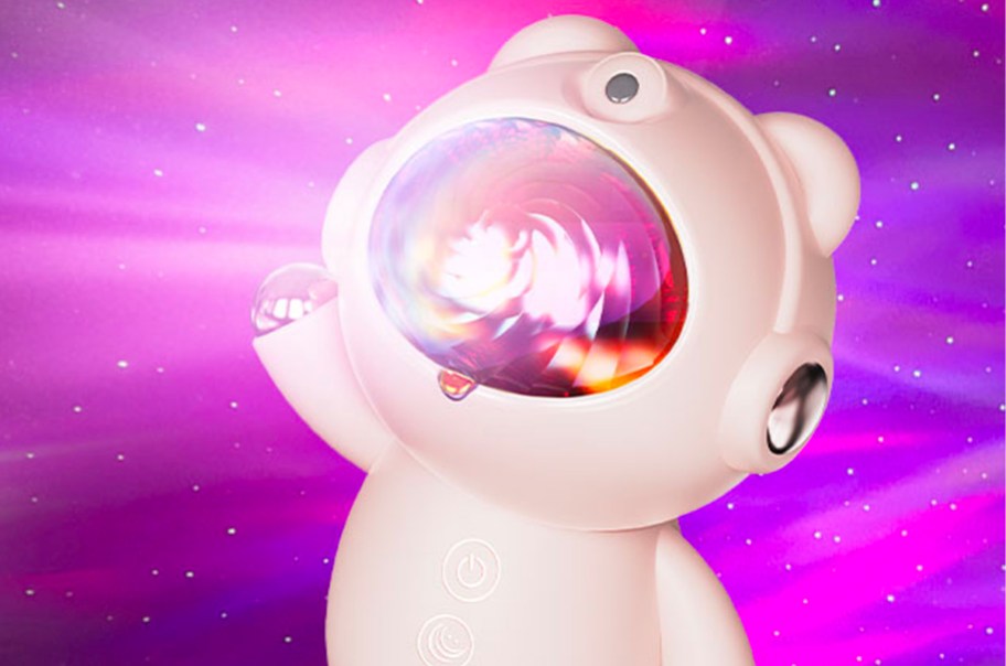 pink astronaut projector with lights