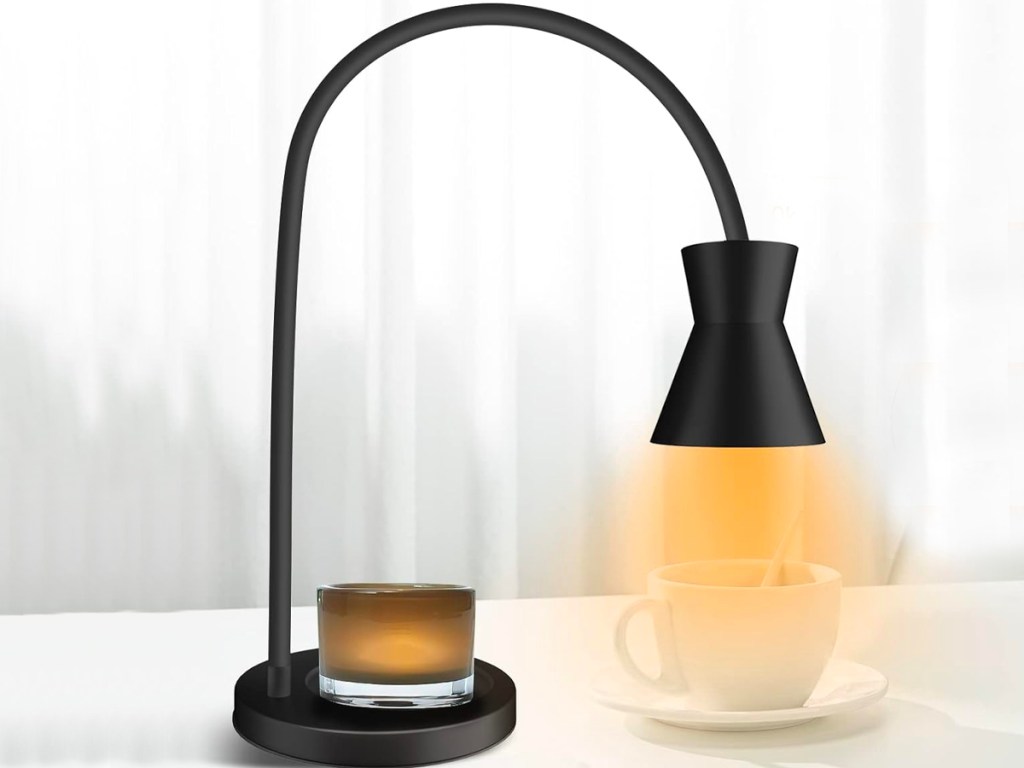 black candle warmer lamp warming coffee cup