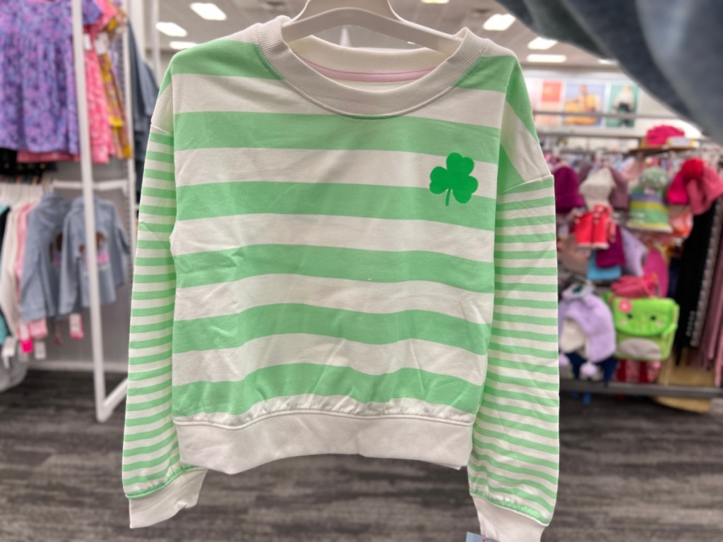 Cat & Jack Girls' St. Patrick's Day Striped Pullover Sweatshirt 