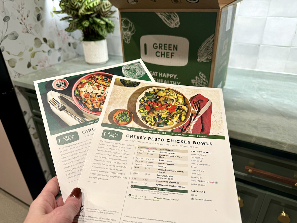 Green Chef keto meal recipe cards 