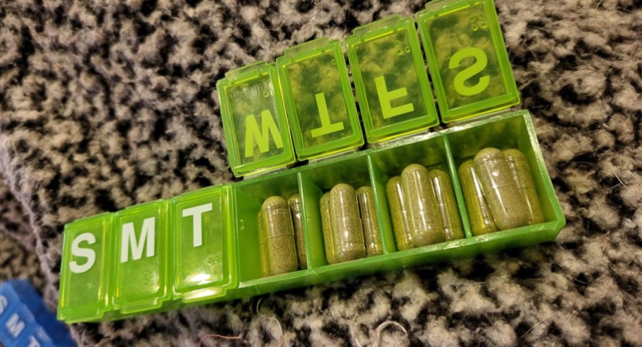 green pill inside of dividers