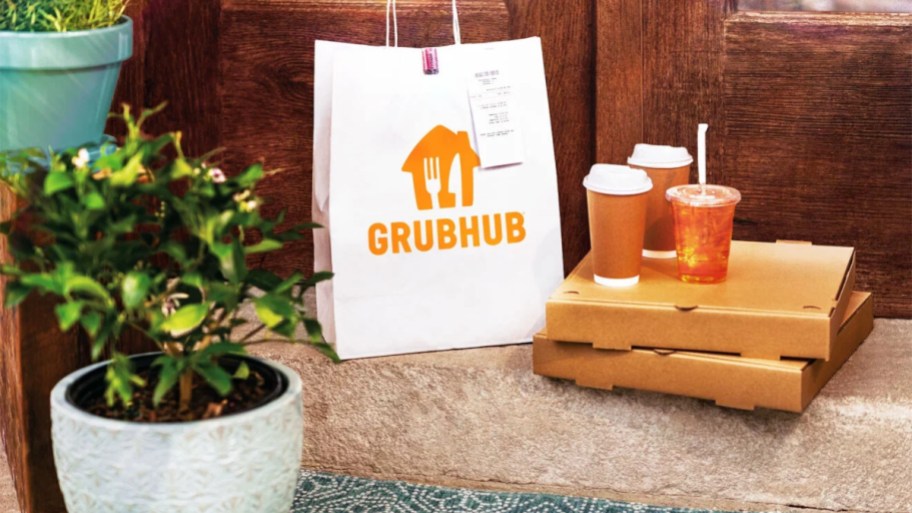 grubhub food delivery on porch