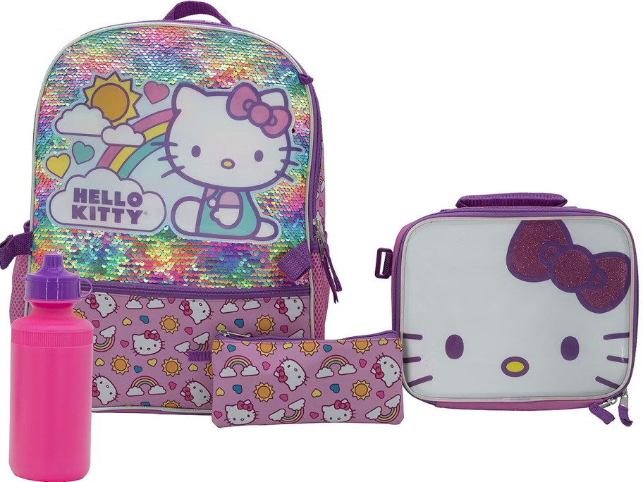 hello kitty rainbow backpack set