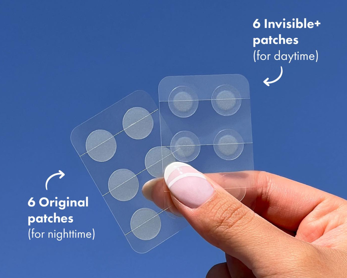 hand holding pimple patch stickers