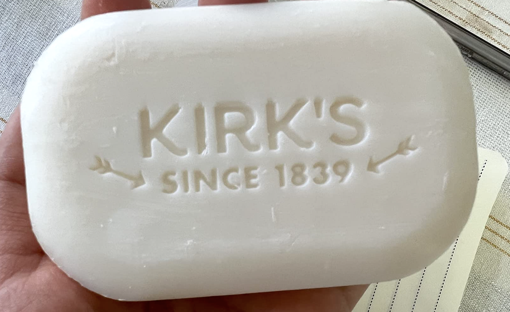 holding Kirk's soap 