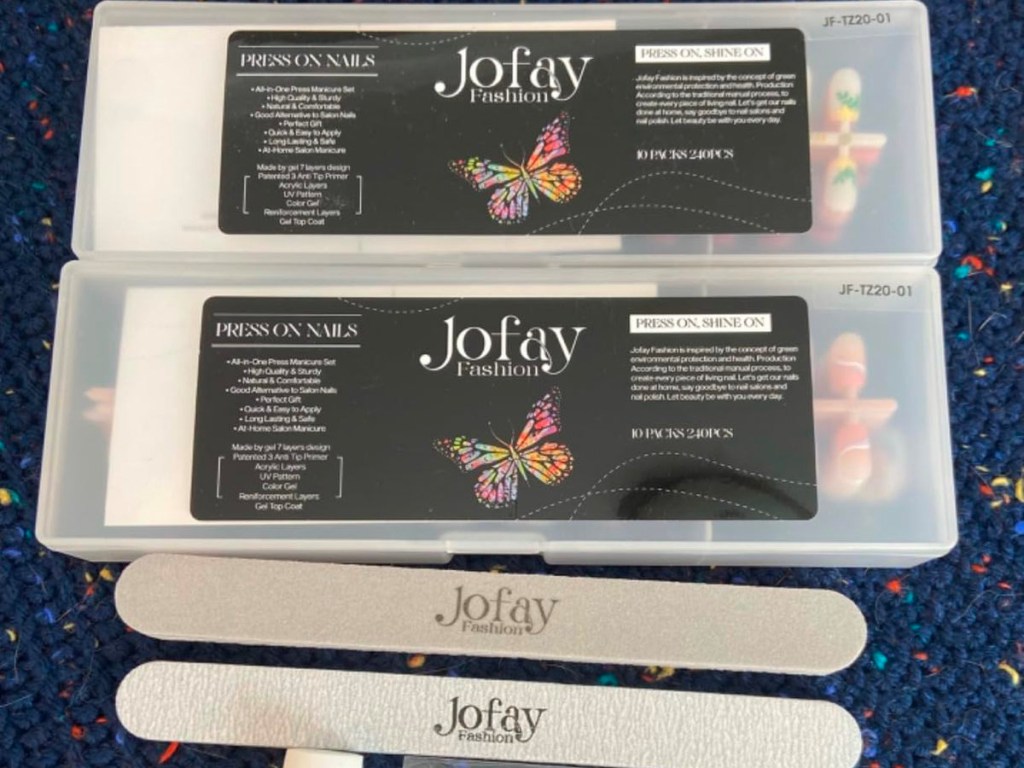 joyfayy press on nails kit box with two nail files