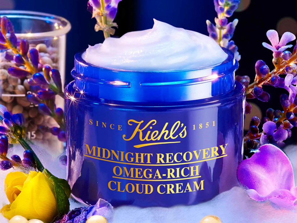 kiehls midnight recovery coud cream container on table 