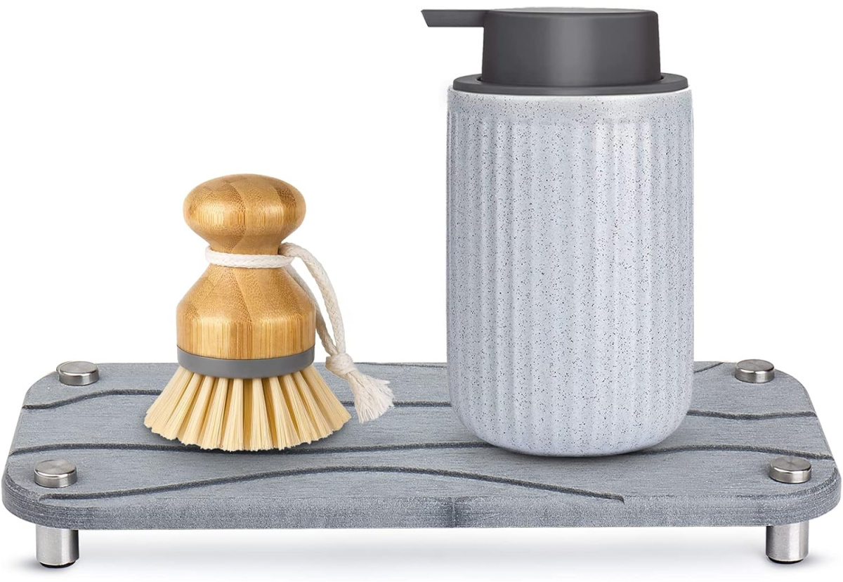 kitchen caddy with dish brush and soap dispenser