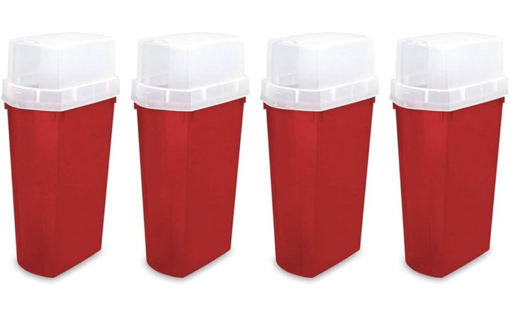wrapping paper bins on white background
