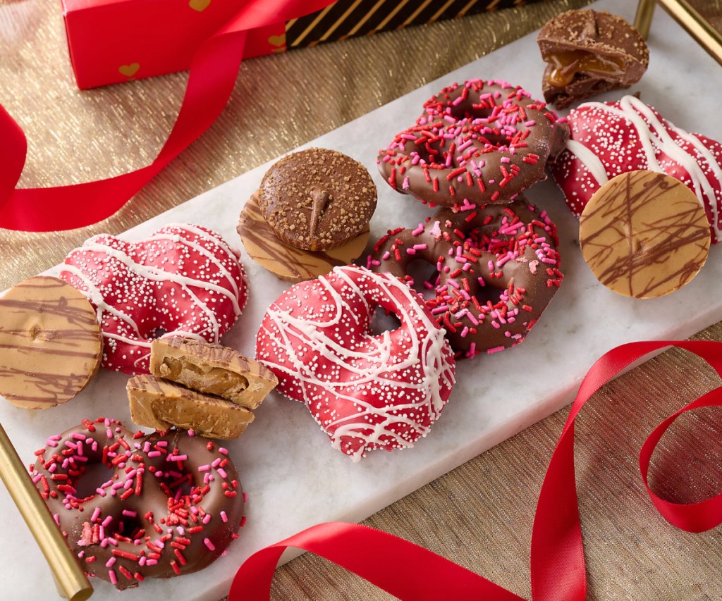 assored valentines pretzels and snacks