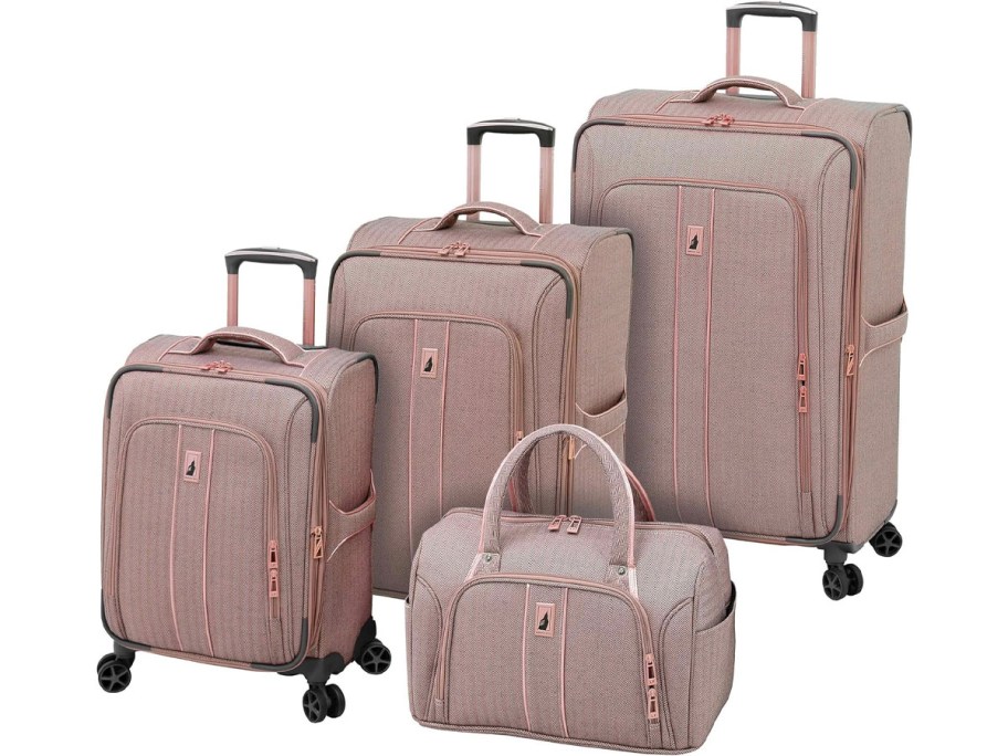 4 pieces of rose gold luggage
