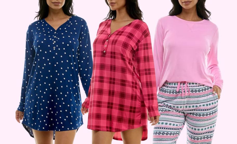 three women in macys pajamas