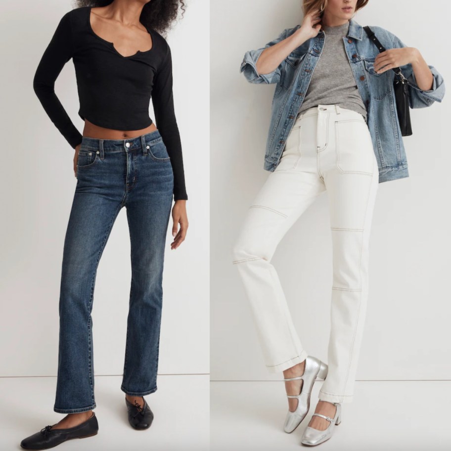 womens white and denim jeans