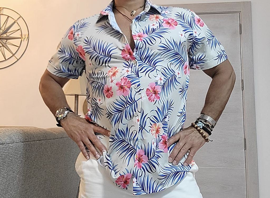 man wearing Hawaian shirt 