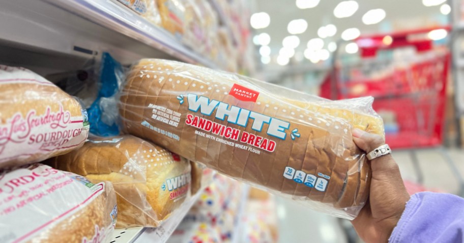 taking bread off shelf at Target