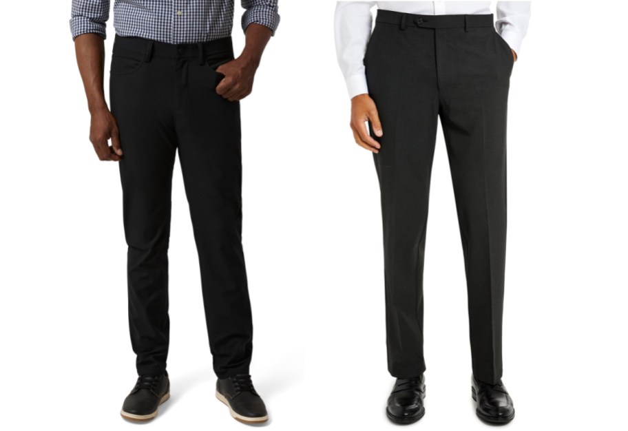 men wearing different clearance black pants from Walmart