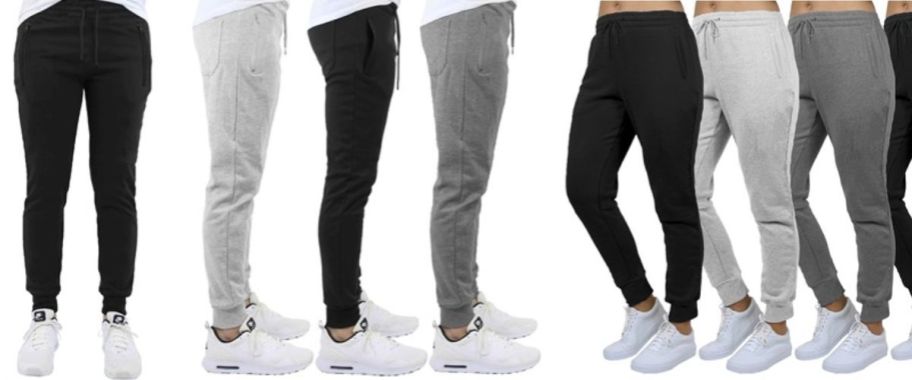 mens and womens 3packs of slim fit joggers