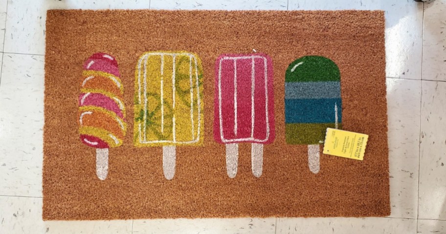 coir doormat with colorful popsicles
