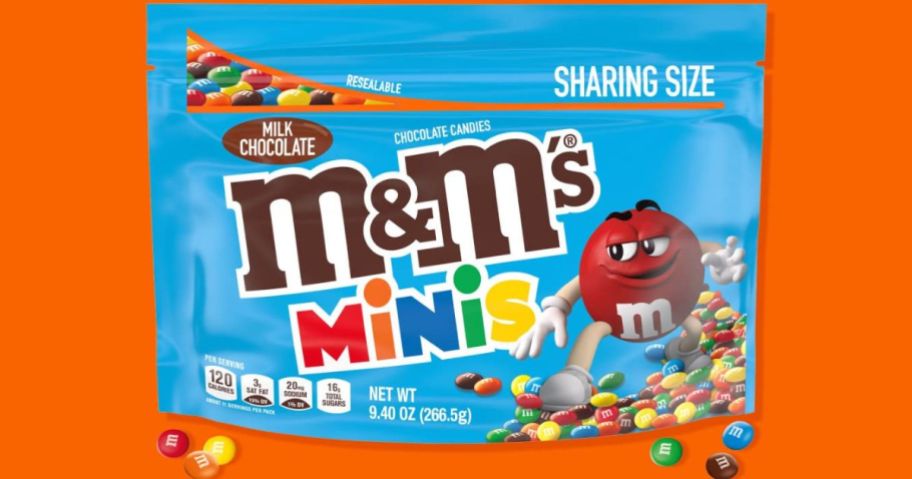 m and m minis sharing size bag in milk chocolate