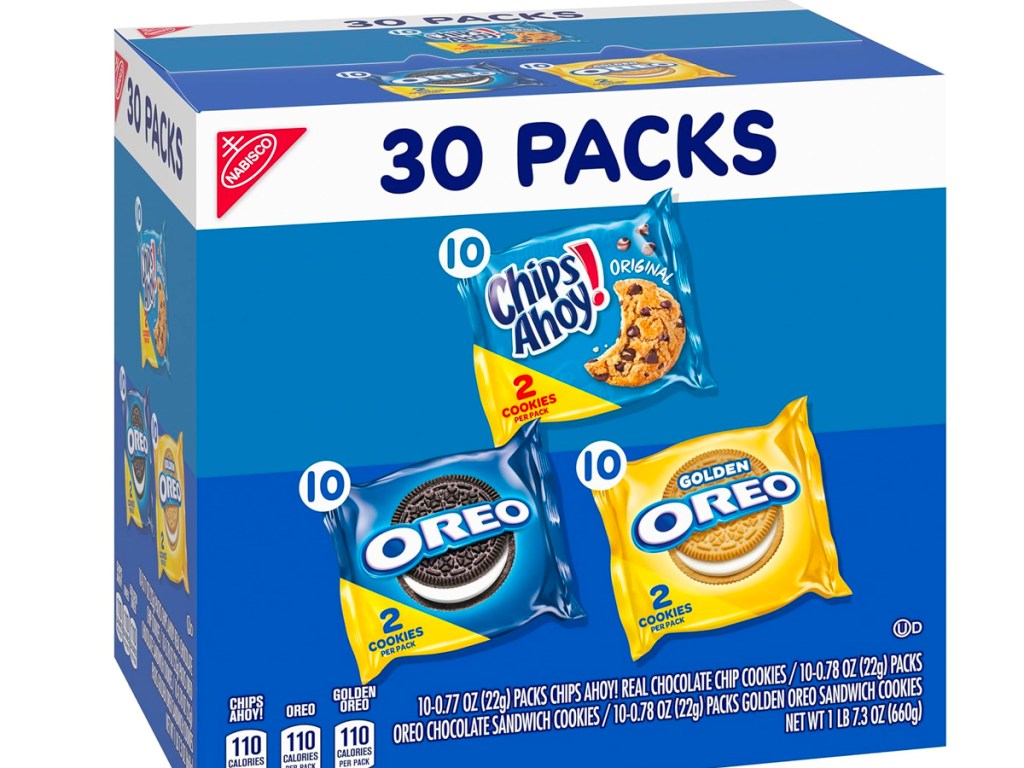 nabsico 30 pack oreo and chips ahoy cookies pack box