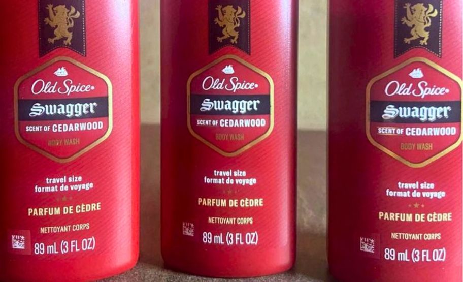 3 travel size bottles of old spice red zone body wash 