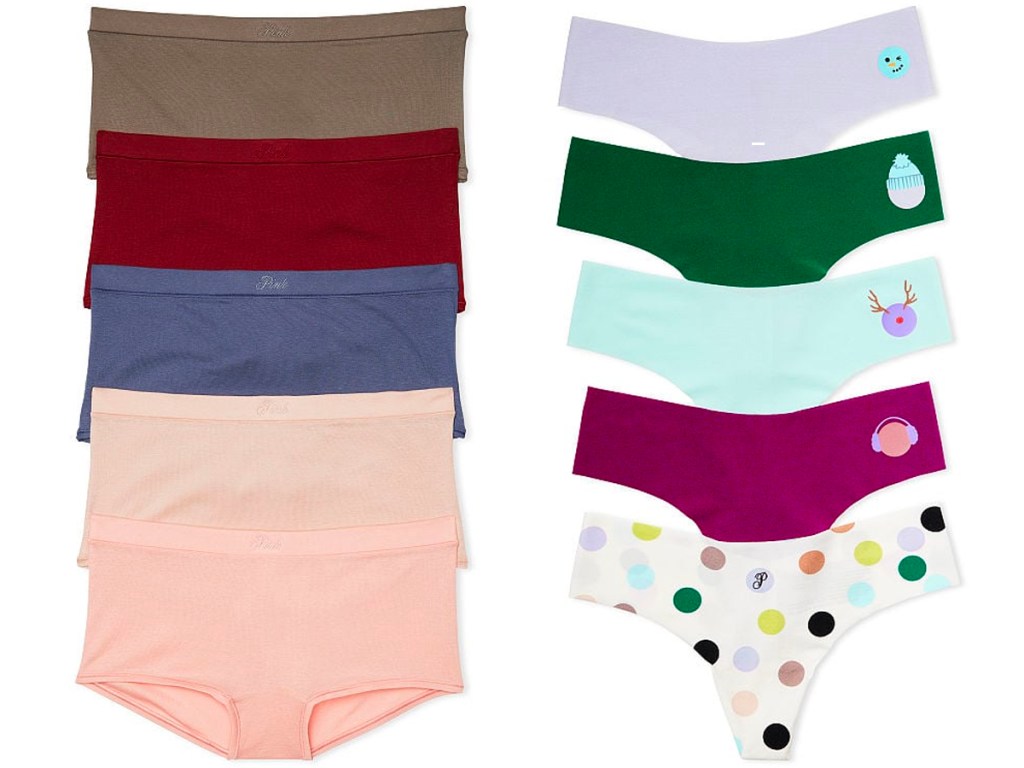 10 pairs of pink panties in multiple colors