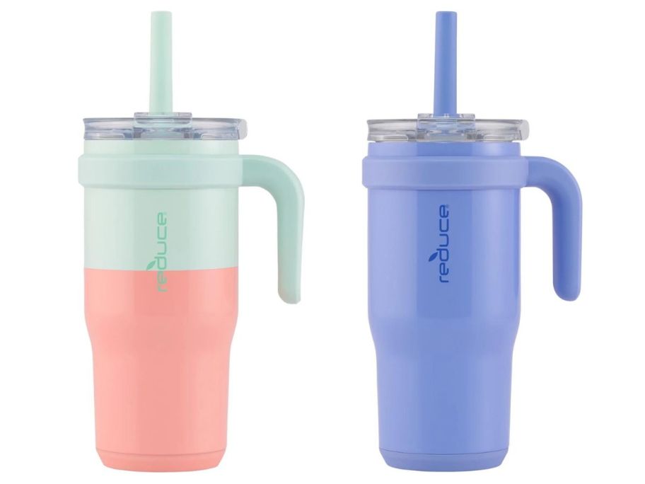 Reduce Coldee Kids Tumbler with Handle & Spill-Proof Straw 2 pack, Insulated Stainless Steel - 18oz stock images