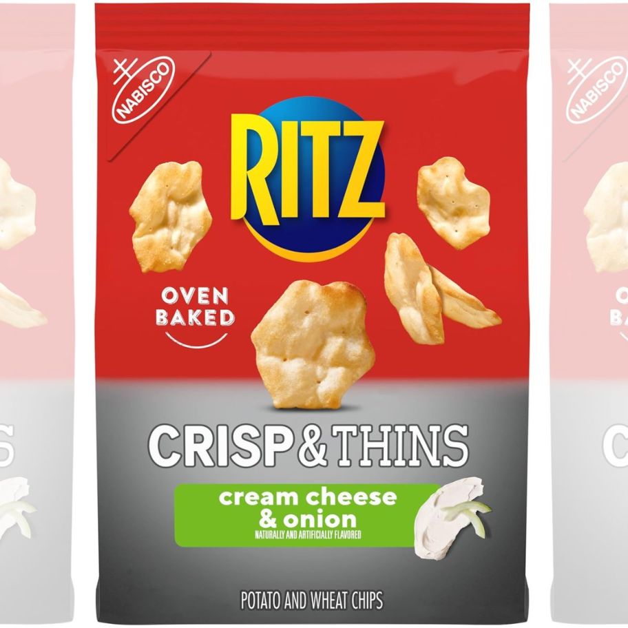a bag of ritz crisp and thins cream cheese and onion crackers