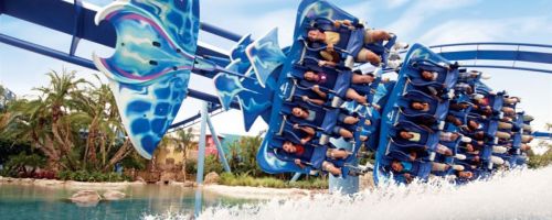 people riding on roller coaster