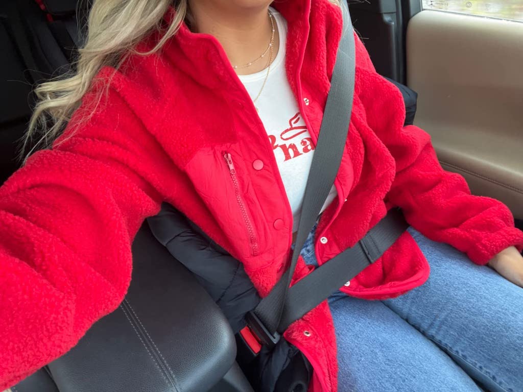 sherpa jacket in red