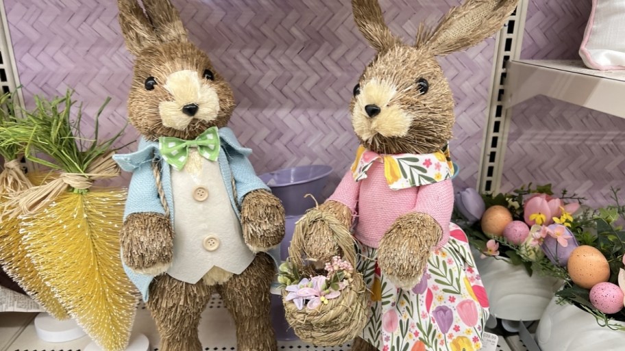 two sisal easter bunnies