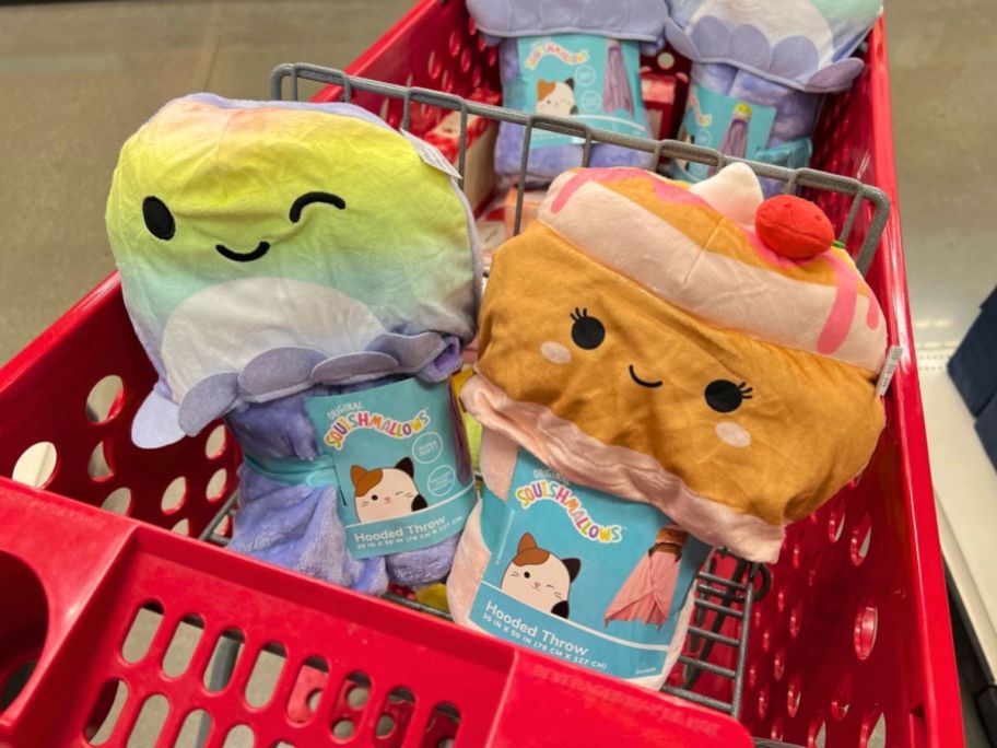 two squishmallows hooded throws in target cart