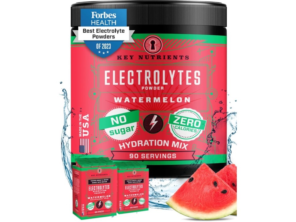 stock image of Key Nutrients Electrolytes Powder Mix 90 Servings - Refreshing Watermelon 