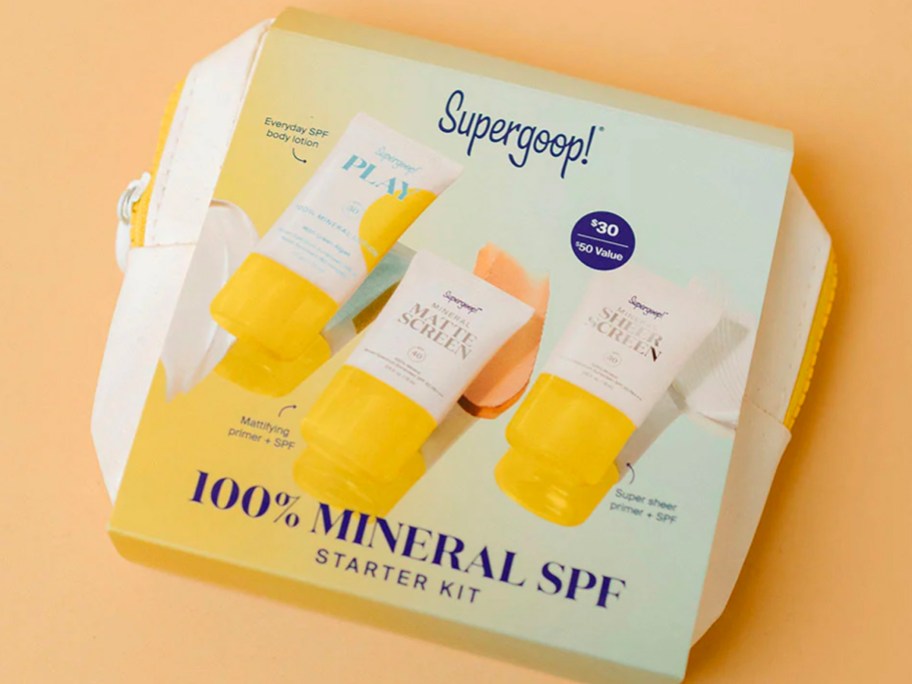 supergoop 100% mineral spf starter kit box