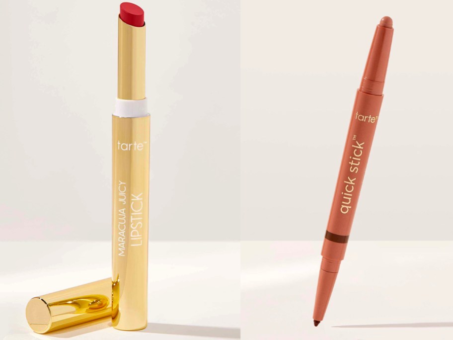 tarte lipstick and eyeliner stock images