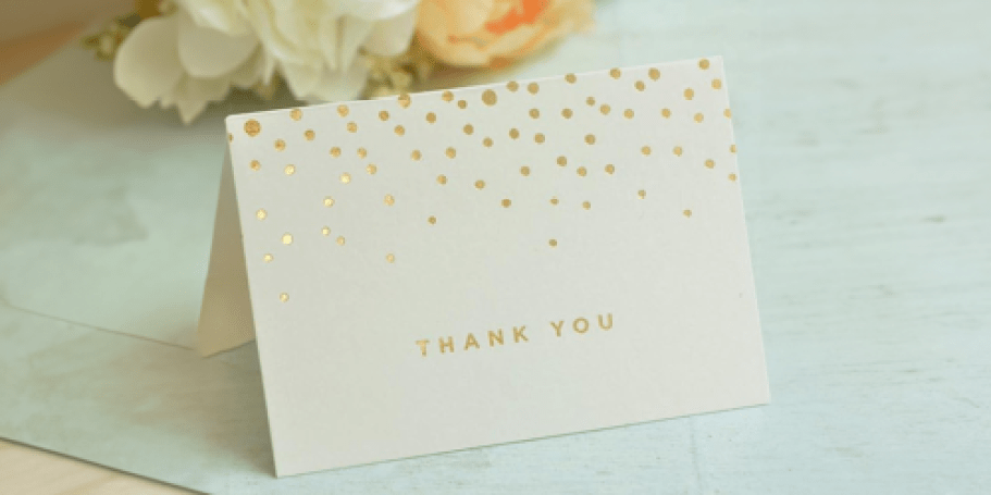 Gold Foil Thank You Cards 50-Count Set Just $4.89 on Amazon (Includes Envelopes)