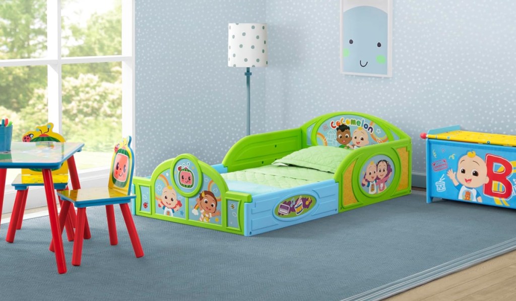 toddler room decorated with cocomelon furniture