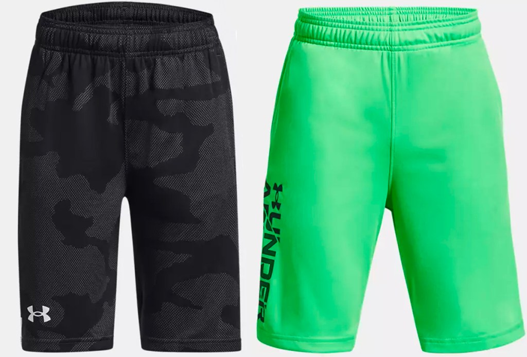 boys black and green under armour shorts