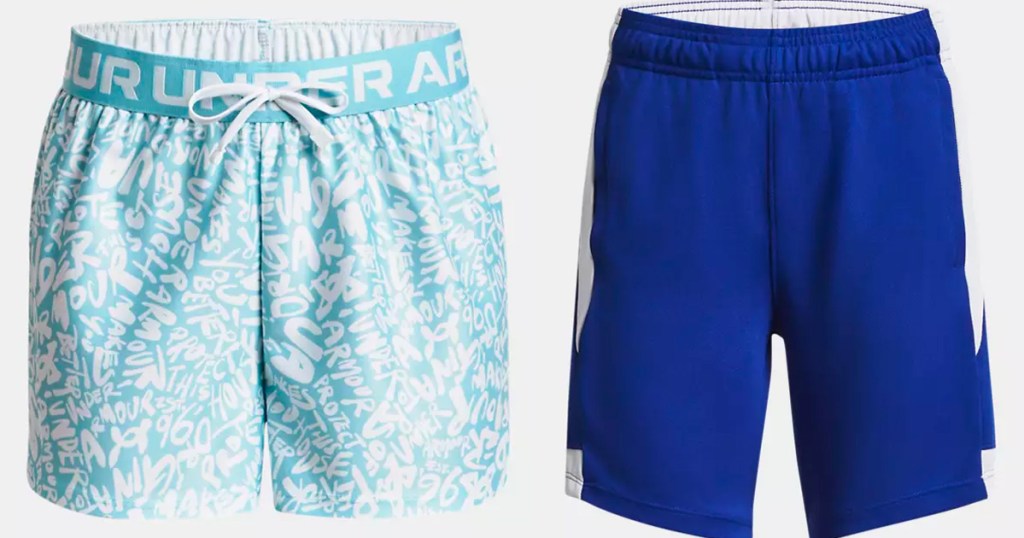 girls light blue print and dark blue shorts