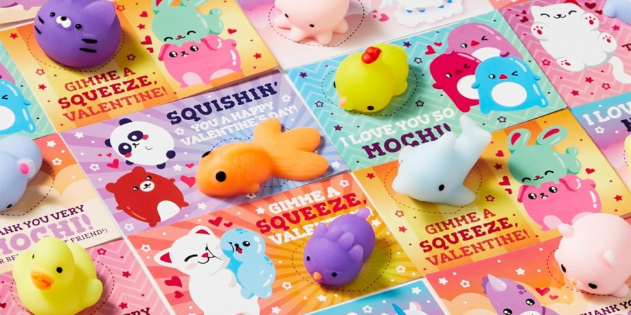 valentines cards with squishy toys 