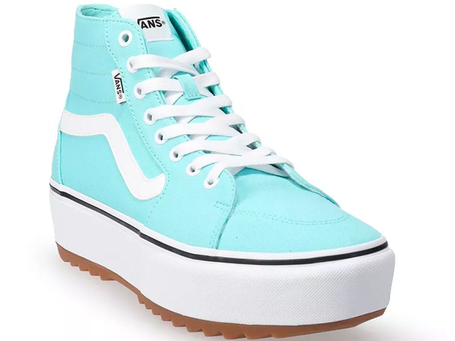 light blue vans high top shoes stock image