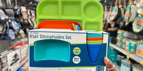 Kids Dinnerware 24-Piece Sets Only $5 at Walmart | Includes Cups, Plates, Bowls, & More