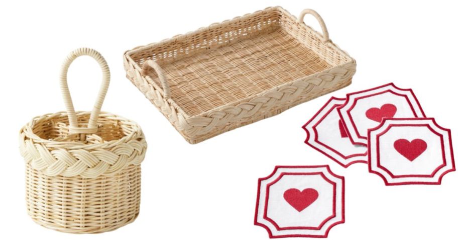 utensil caddy, tray, and coasters