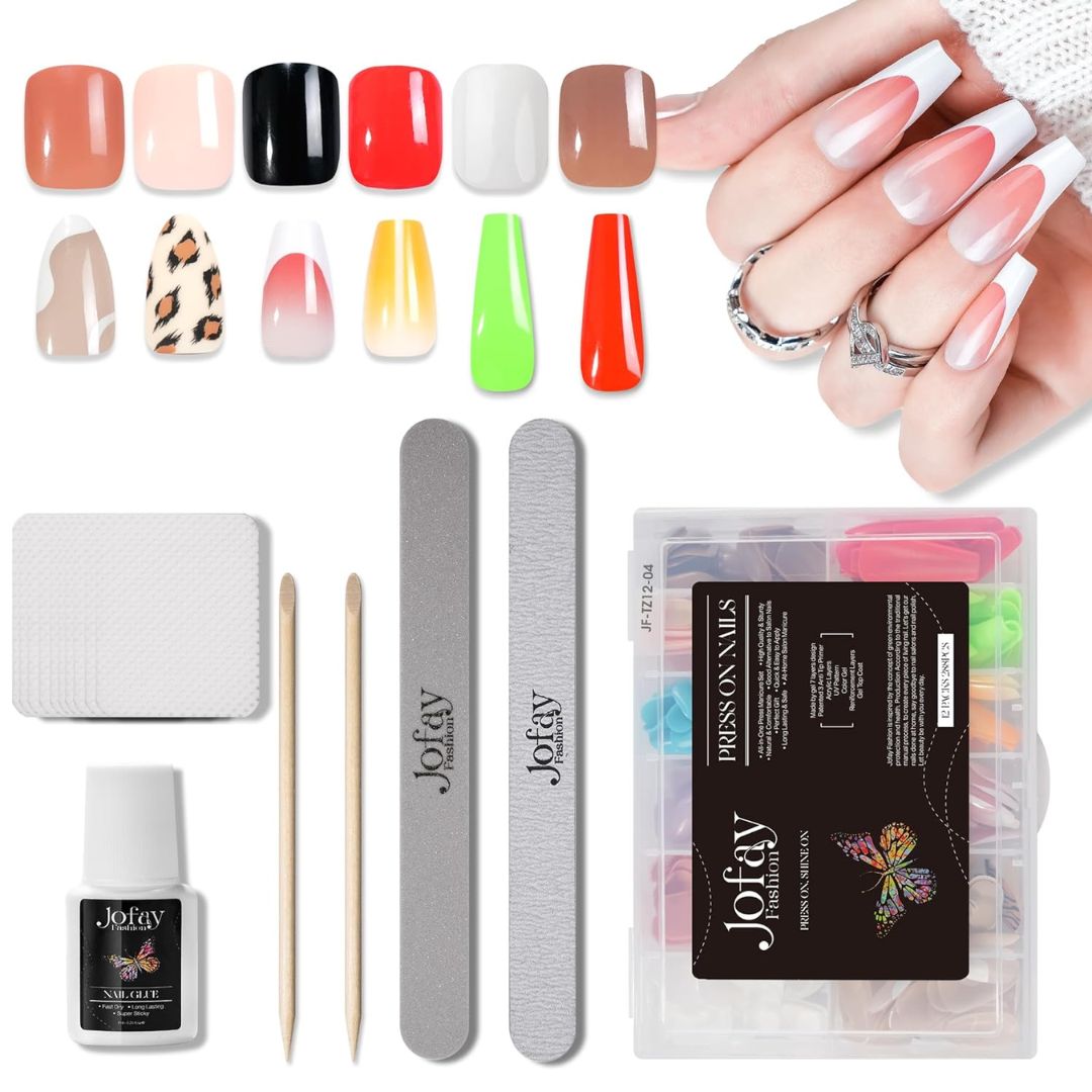 Press Nails Medium Coffin Nude Pinkish Nails Kit - Temu