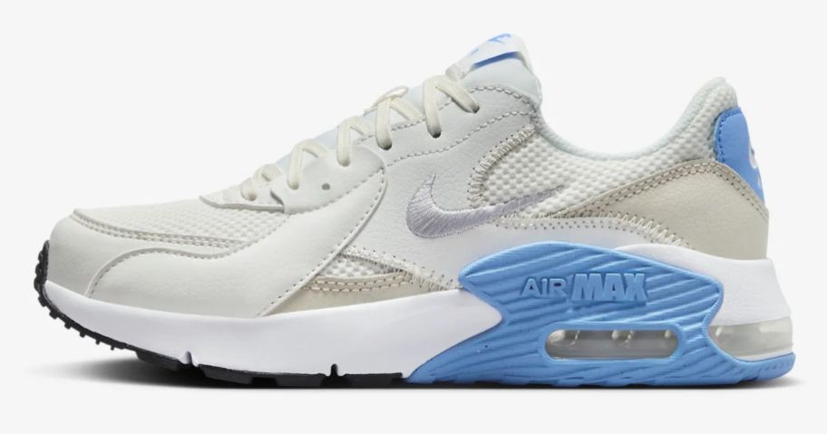 women's Nike Air Max shoe in white, grey and blue