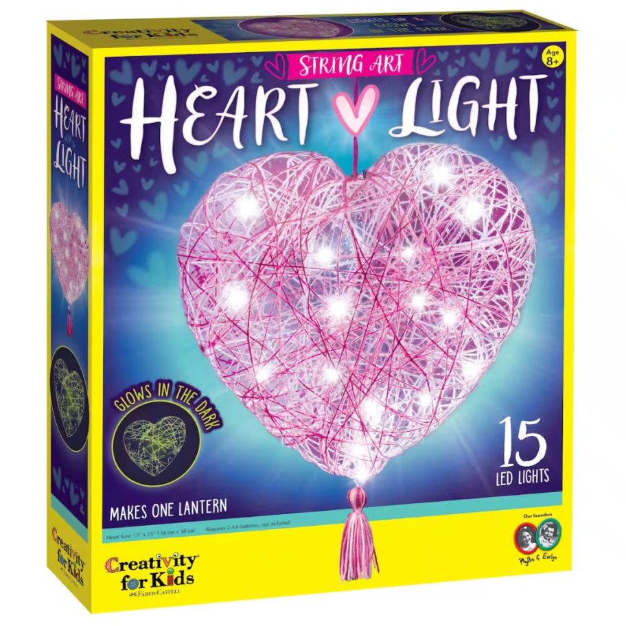 box with Creativity for Kids String Art Heart Light in it